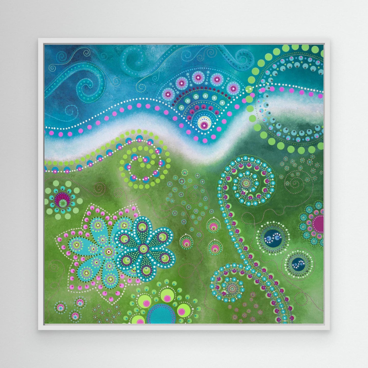 "The Happiness inside" - Canvas print - Green and blue - by Fanny Fay Engström