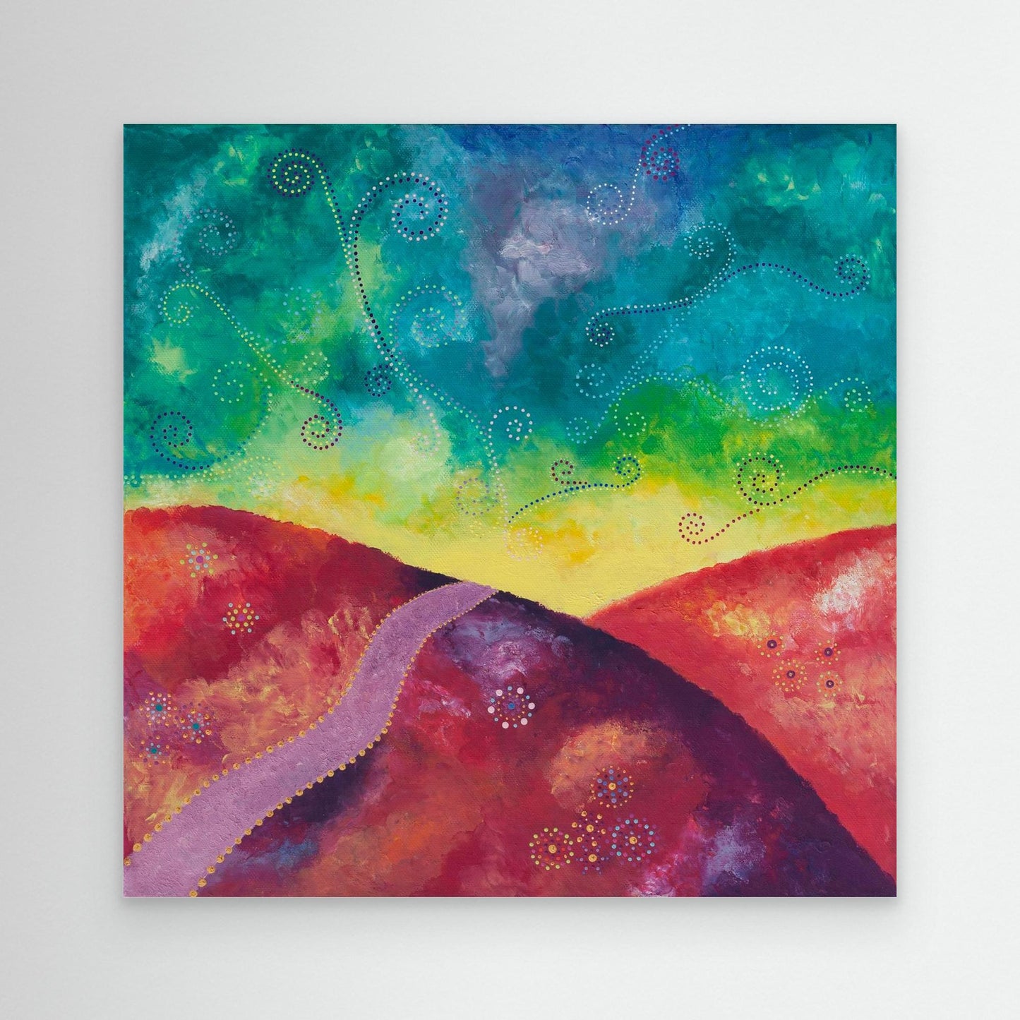 "Go your own way" - Canvas print - Red, yellow, turquoise (original colour) - by Fanny Fay Engström