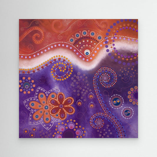 "The Happiness inside" - Canvas print - Orange and purple - by Fanny Fay Engström
